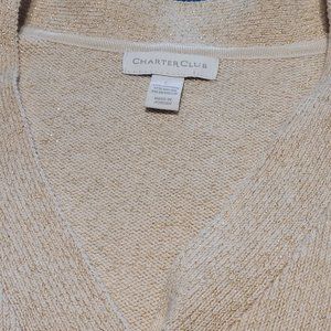 Charter Club Gold Threaded Sweater - Size L - Preloved